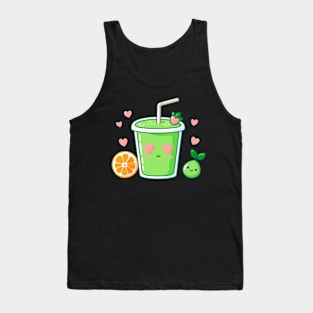 Kawaii Green Smoothie Drink for Healthy Diet | Design for Vegans and Kawaii Lovers Tank Top